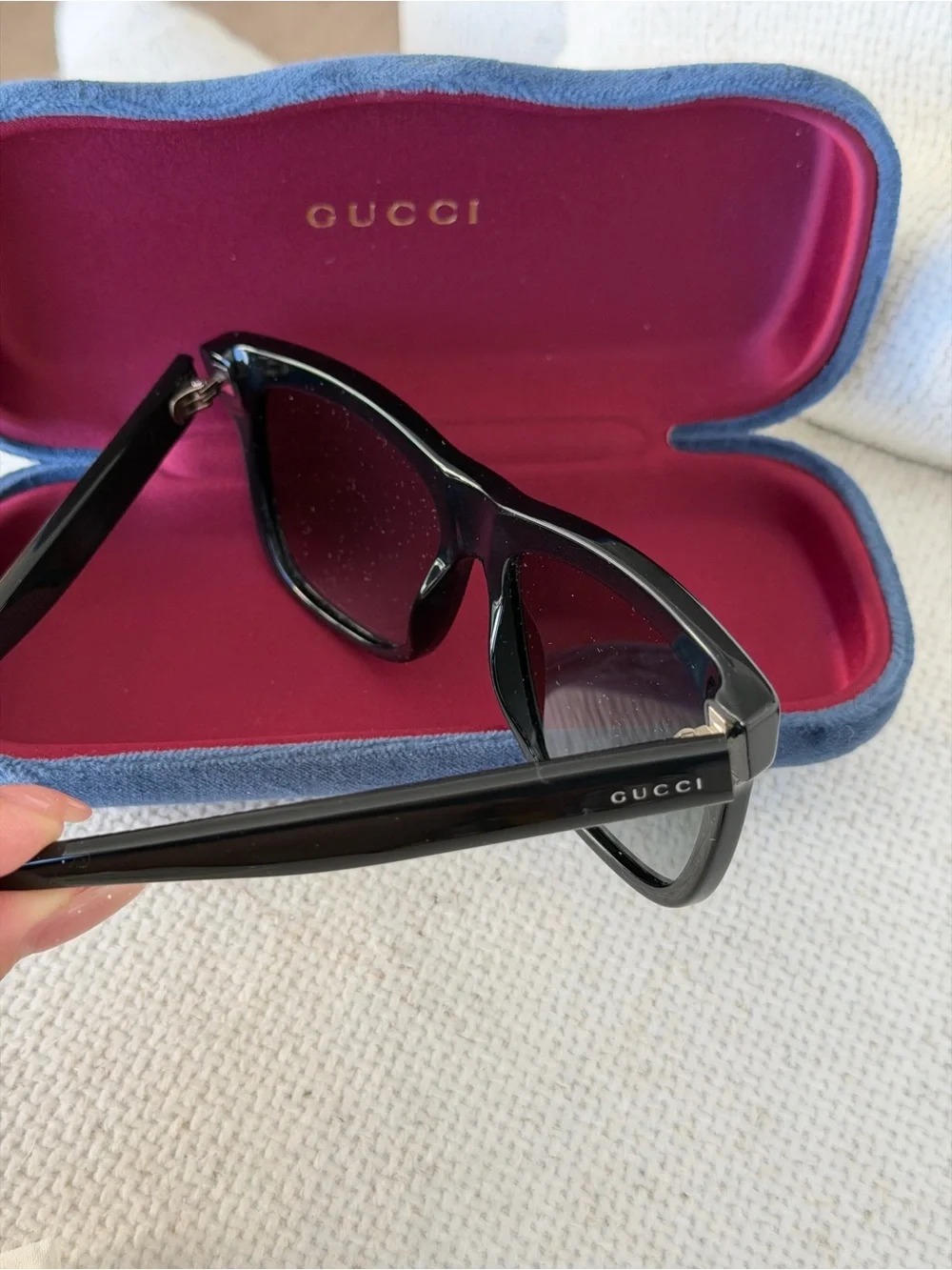 Gucci Oversized Square Sunglasses Black / Gray – Brand New